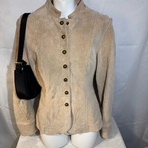 ARIA Beige Suede Leather Jacket Medium